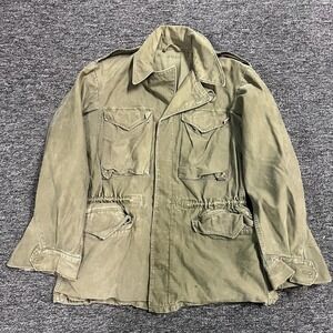 Vintage Military Field Jacket Men Large Olive Green M-65 Style Utility Coat 50s